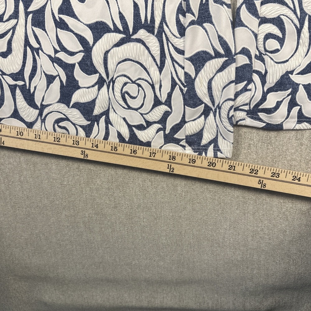 Coco Bianco Wide Leg Pants Blue & White Floral Women 8 Stretch Palazzo Boho USA - Picture 7 of 10